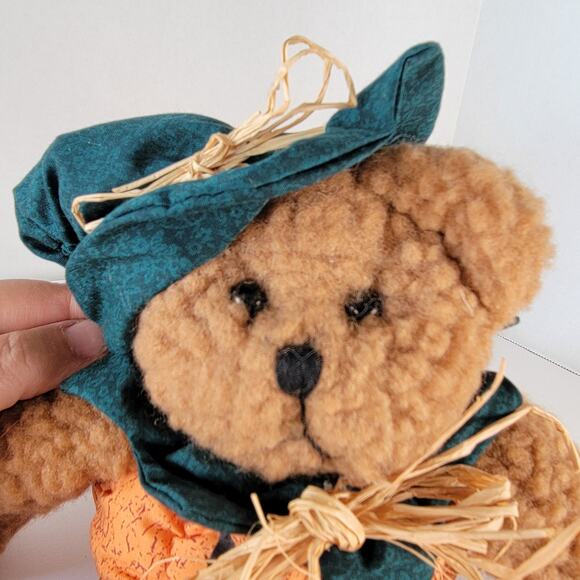 Jo-Ann Stores 1999 Halloween Pumpkin Teddy Bear 12" Plush Witch Hat Collectible - Picture 2 of 15